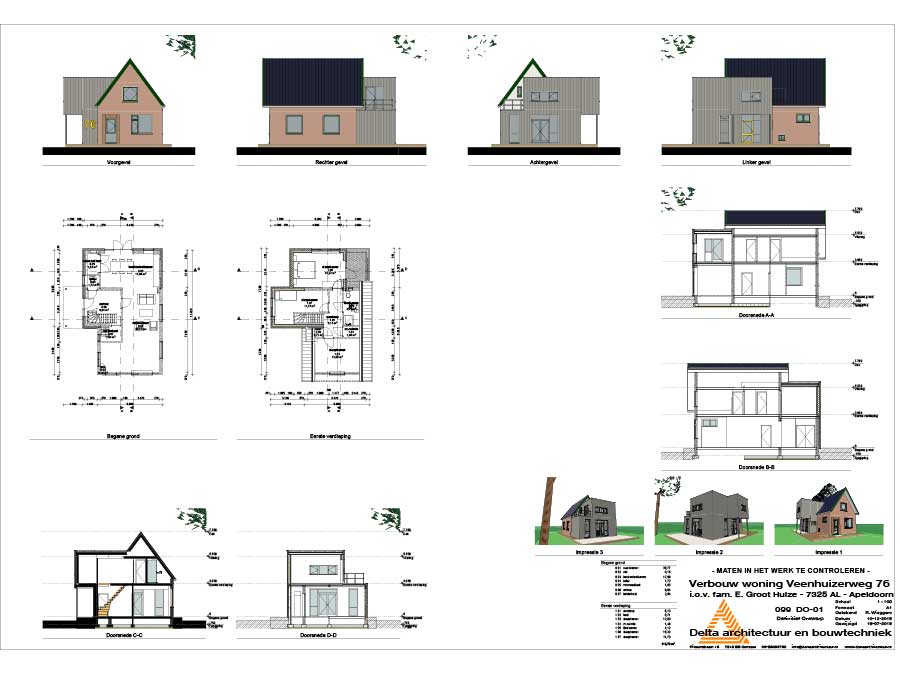 Ontwerptekening - Uitbreiding woning Apeldoorn